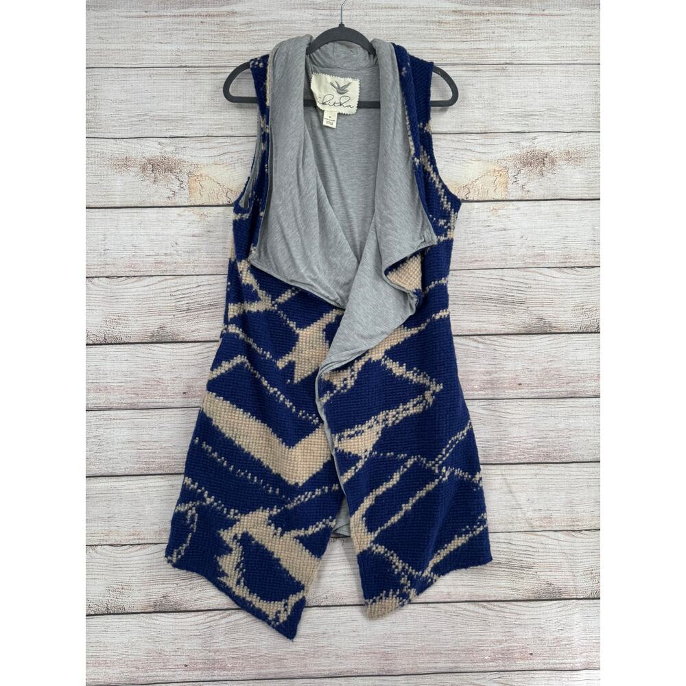 Tabitha Anthropologie Lined Knit Duster Cardigan Women's Medium Blue Cream